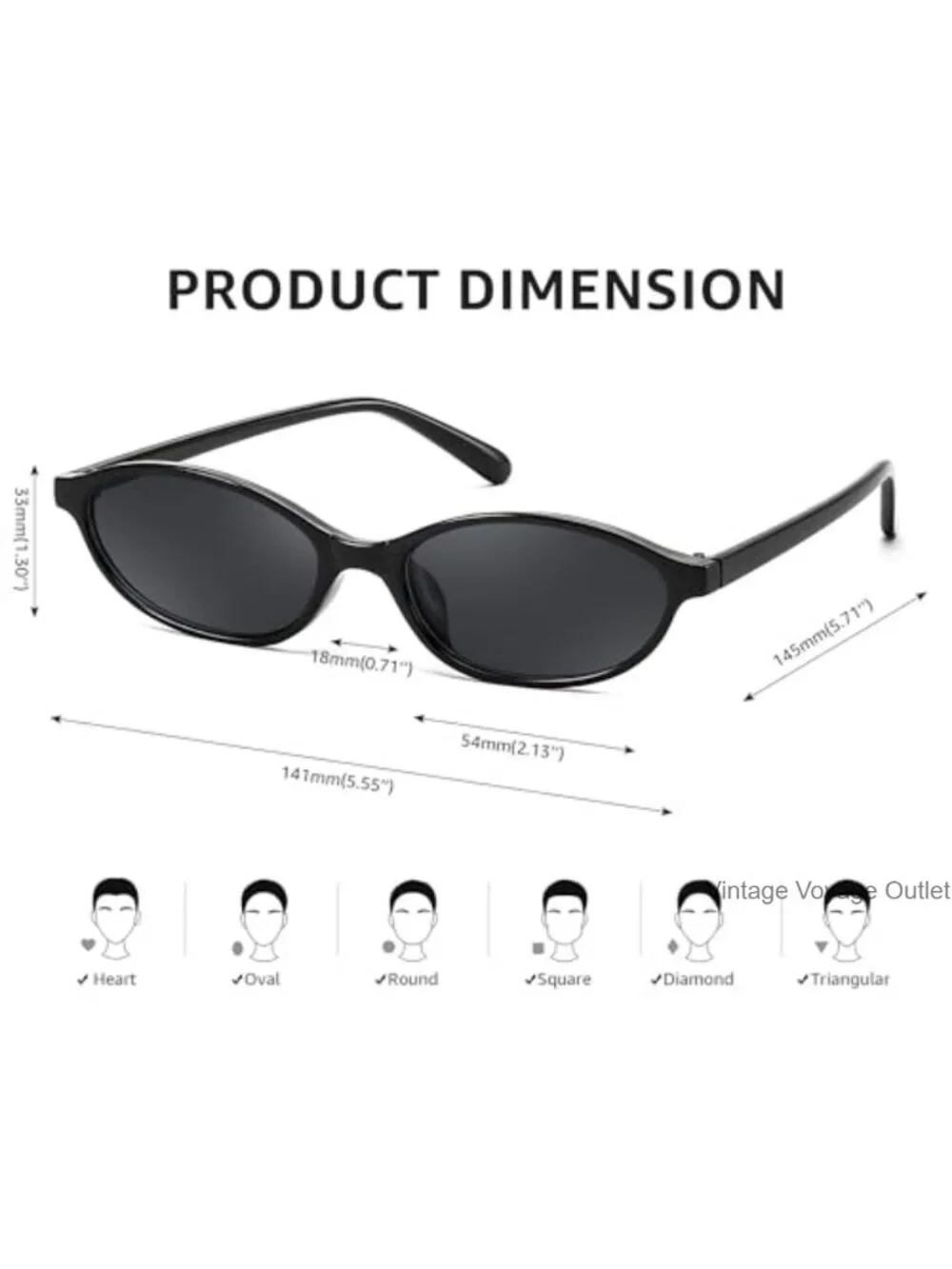 Retro Oval Cat Eye Sunglasses for Women 90s Narrow Lightweight UV400 Protection